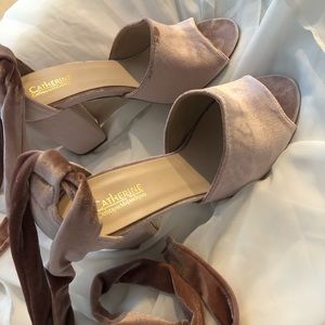 Catherine Malandrino pink velvet heels